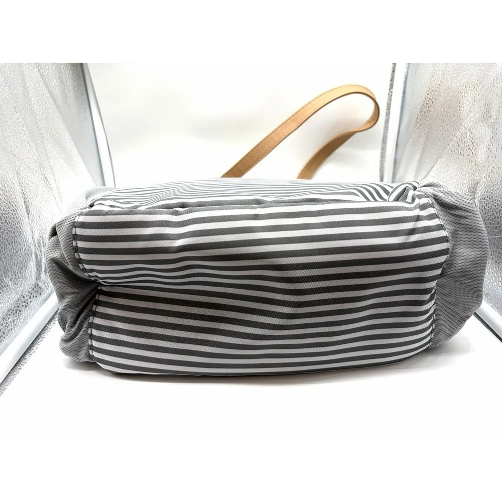 New W/Out Tags Fit & Fresh Grey and white striped Insulated Lunch Tote